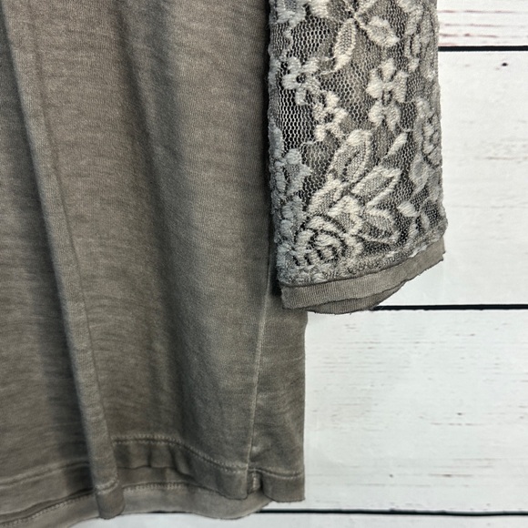 Chic Olive Long Sleeve Top with Floral Sleeves - Picture 3 of 9